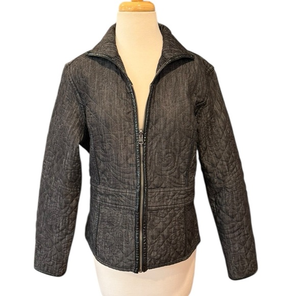 Chico's Jackets & Blazers - Chico’s Black Quilted Denim Jacket Size 1 (8 U.S.)